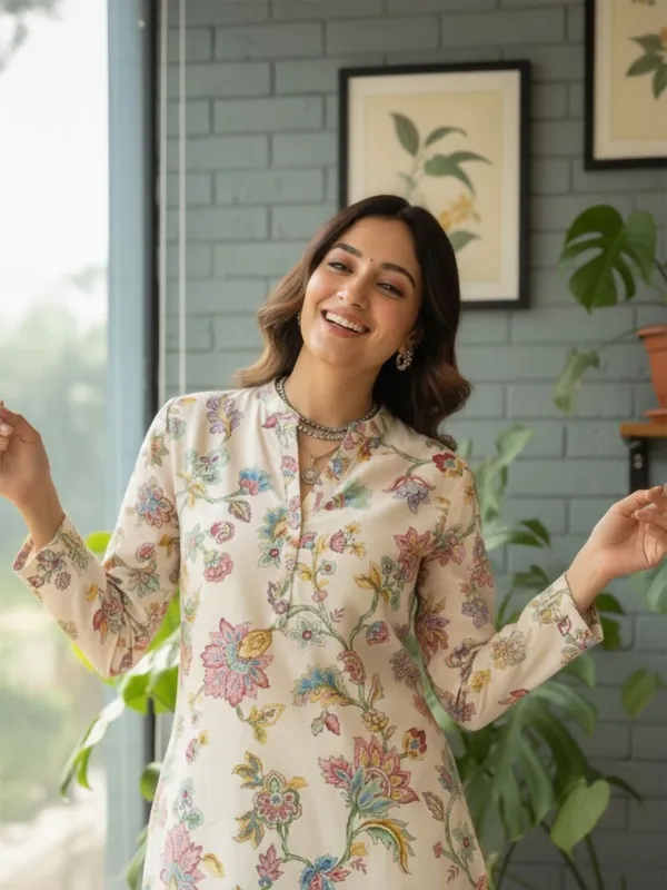 Cream_Cotton_Floral_Printed_Kurti
