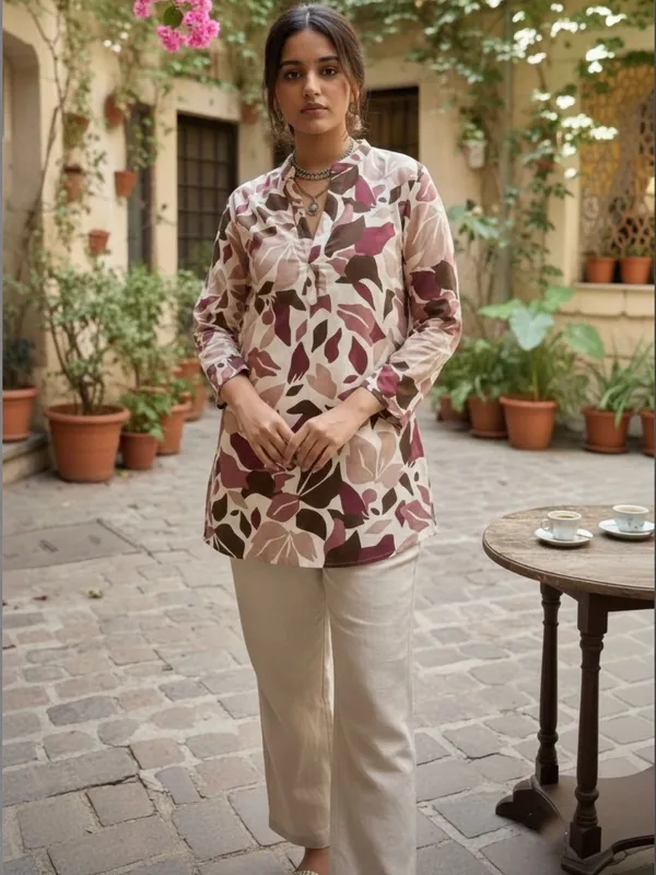 Cream_Cotton_Abstract_Printed_Kurti