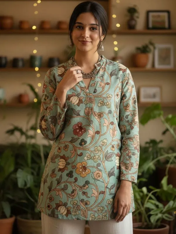 Sea_Green_Cotton_Abstract_Printed_Kurti