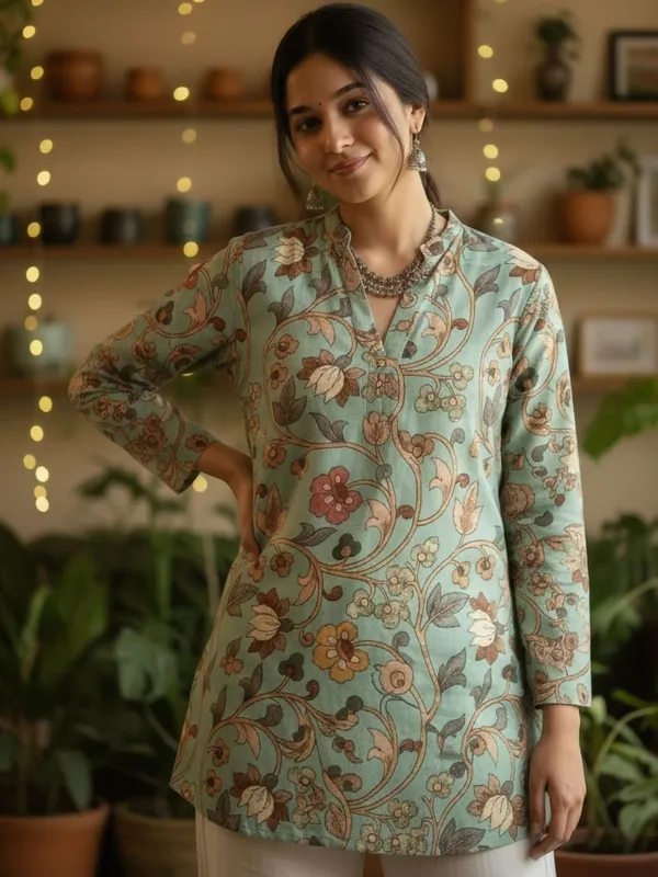 Sea_Green_Cotton_Abstract_Printed_Kurti