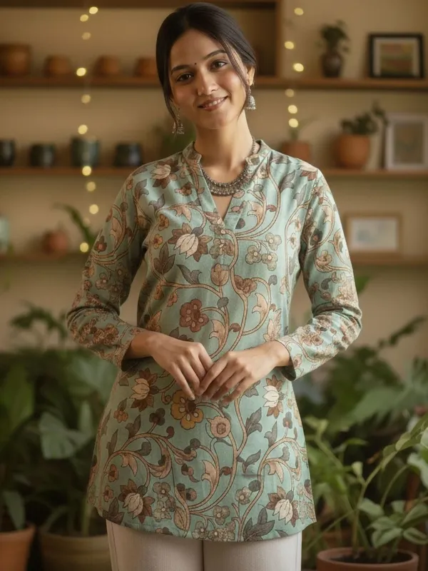 Sea_Green_Cotton_Abstract_Printed_Kurti