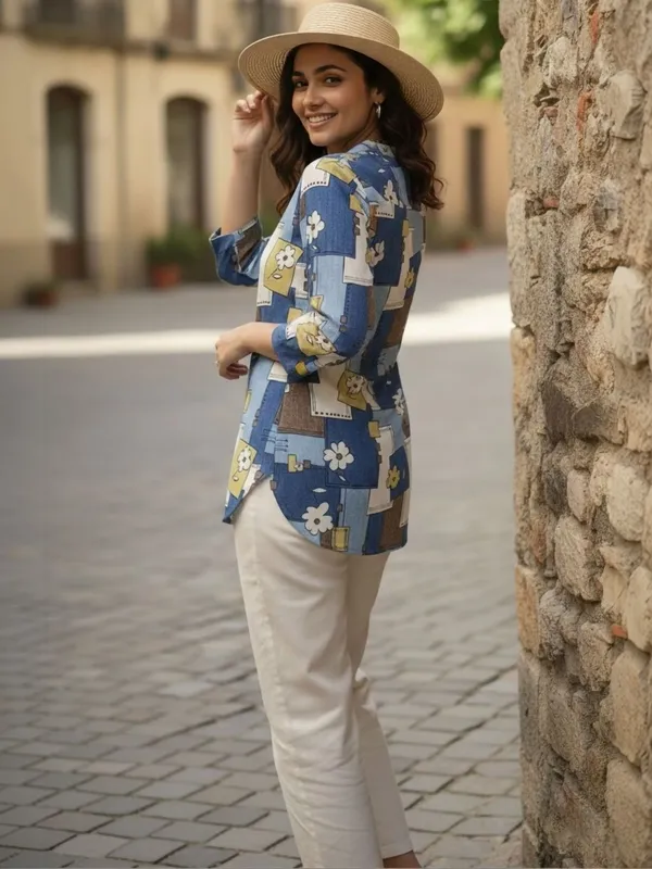 Blue_Cotton_Abstract_Printed_Kurti