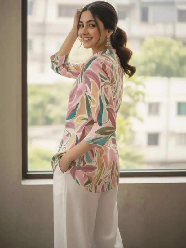 Cream_Cotton_Abstract_Printed_Kurti