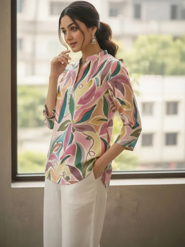 Cream_Cotton_Abstract_Printed_Kurti