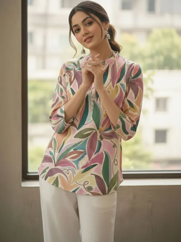 Cream_Cotton_Abstract_Printed_Kurti