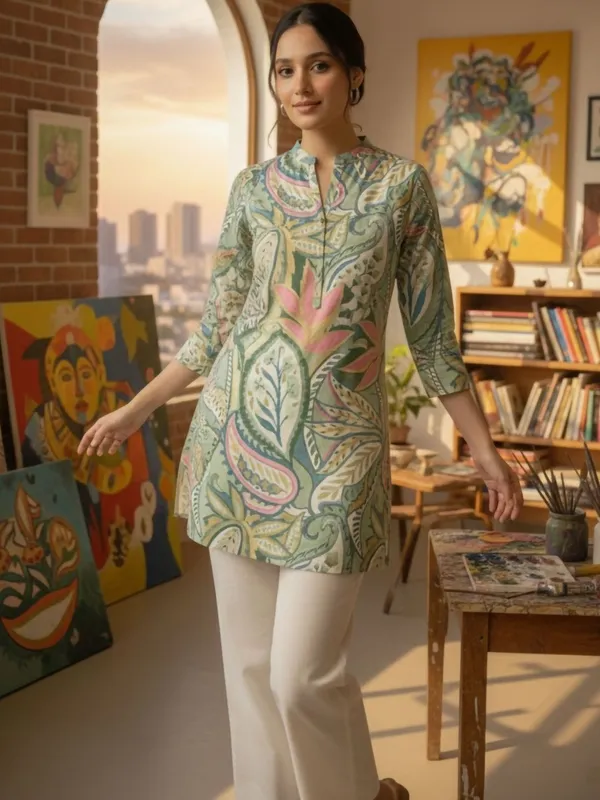 Green_Cotton_Paisley_Printed_Kurti