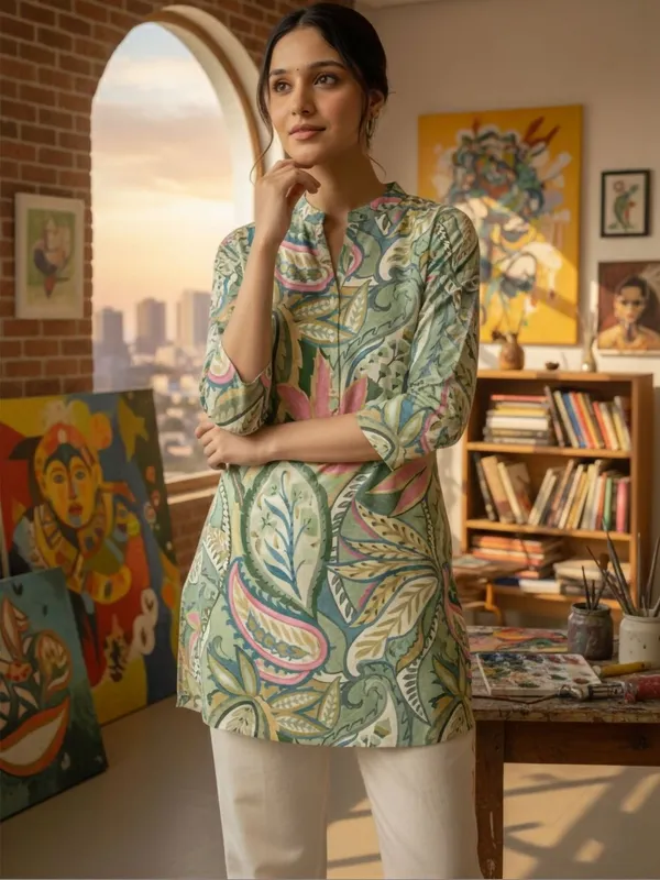 Green_Cotton_Paisley_Printed_Kurti