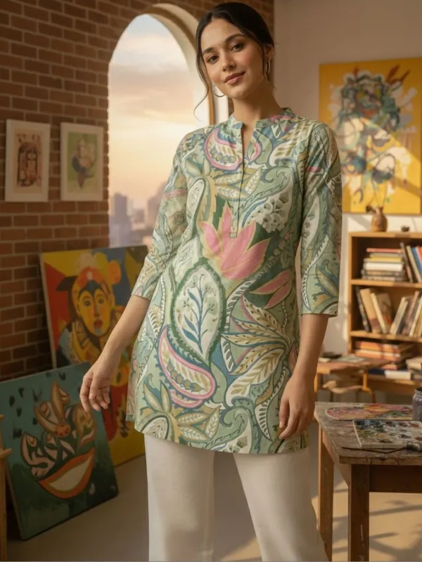 Green_Cotton_Paisley_Printed_Kurti
