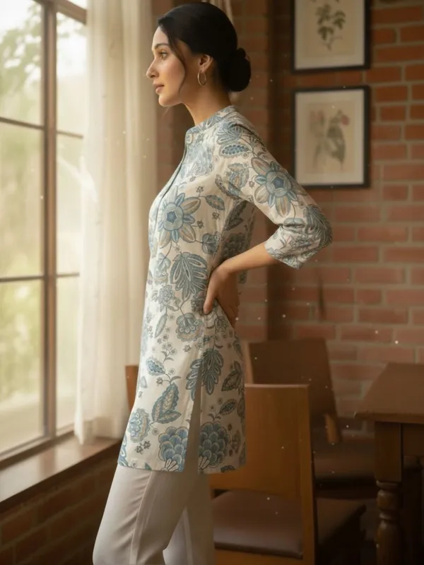 Cream_Blue_Abstract_Printed_Kurti