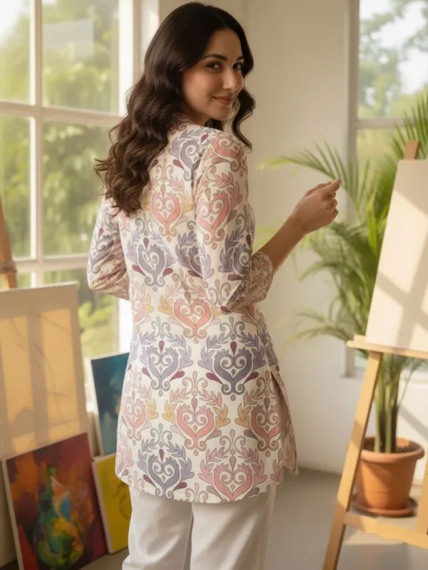 Peach_Cotton_Abstract_Printed_Kurti