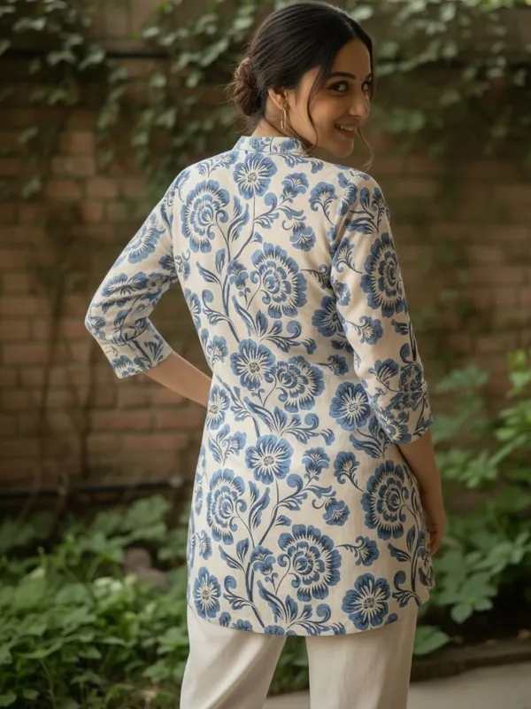 Cream_Blue_Cotton_Abstract_Printed_Kurti