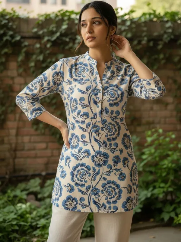 Cream_Blue_Cotton_Abstract_Printed_Kurti