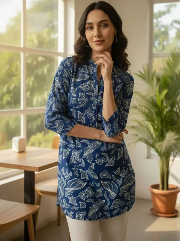 Blue_Cotton_Abstract_Printed_Kurti