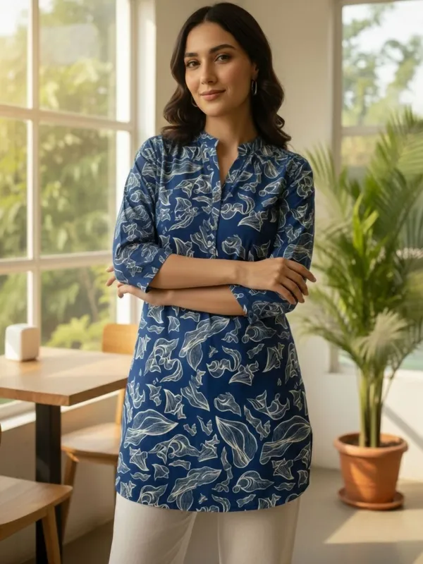 Blue_Cotton_Abstract_Printed_Kurti
