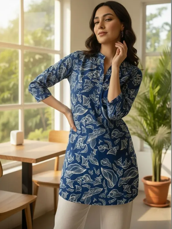 Blue_Cotton_Abstract_Printed_Kurti