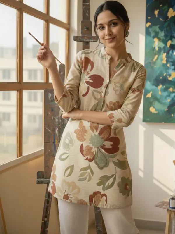 Cream_Cotton_Abstract_Printed_Kurti