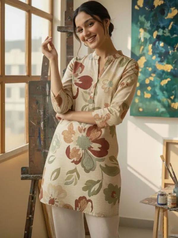 Cream_Cotton_Abstract_Printed_Kurti
