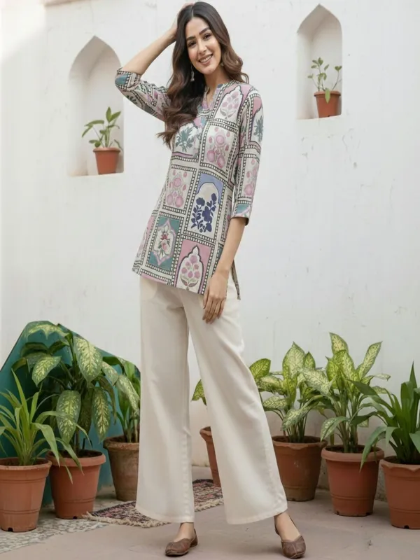 Cream_Cotton_Floral_Printed_Kurti