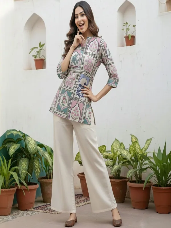 Cream_Cotton_Floral_Printed_Kurti