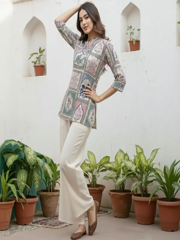 Cream_Cotton_Floral_Printed_Kurti