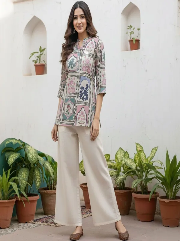 Cream_Cotton_Floral_Printed_Kurti