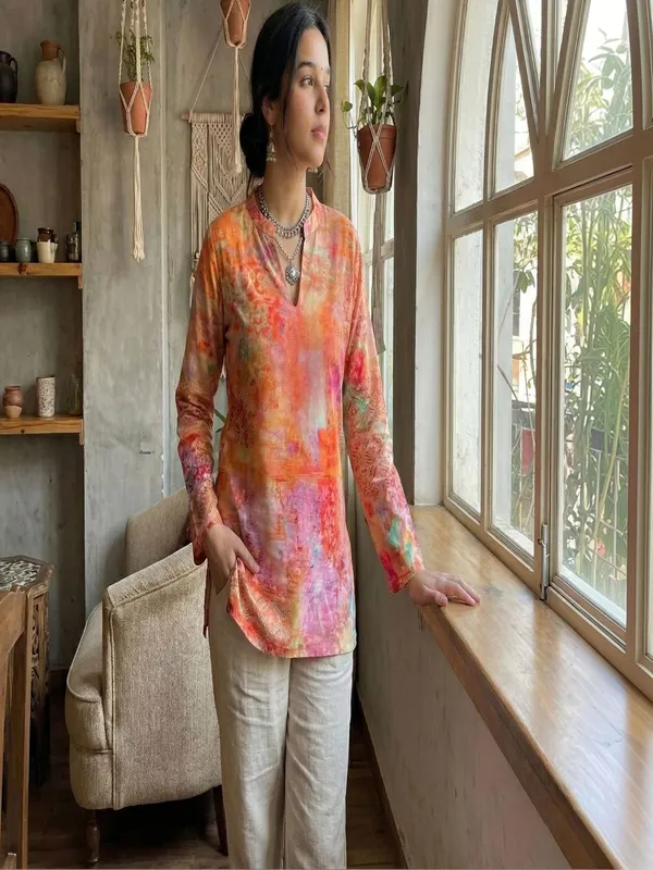 Rust_Cotton_Abstract_Printed_Kurti