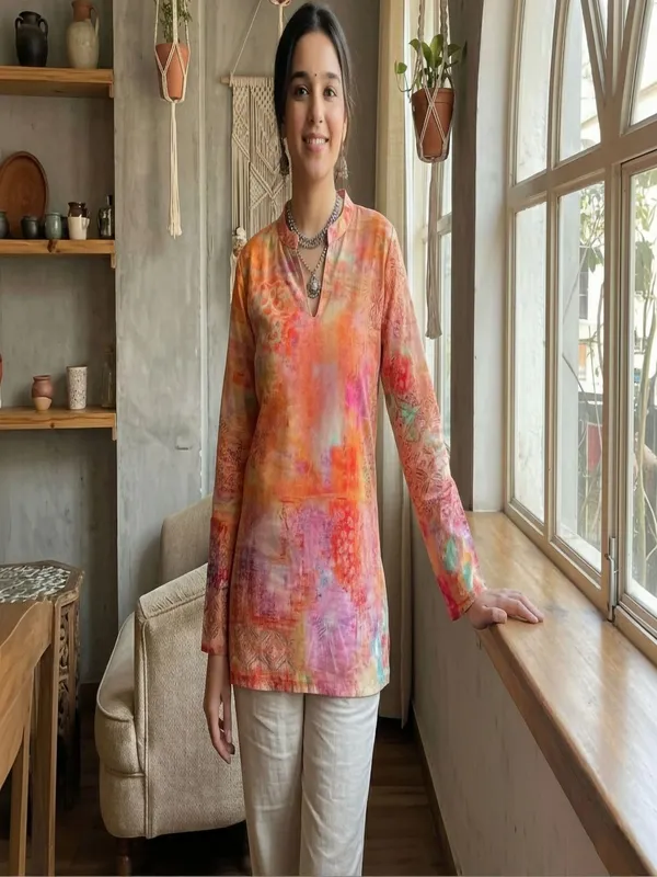Rust_Cotton_Abstract_Printed_Kurti