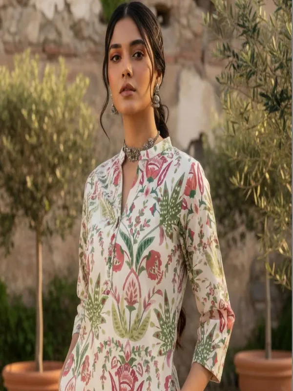 Cream_Cotton_Floral_Printed_Kurti