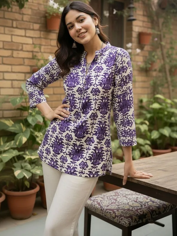 Purple_Cotton_Floral_Printed_Kurti