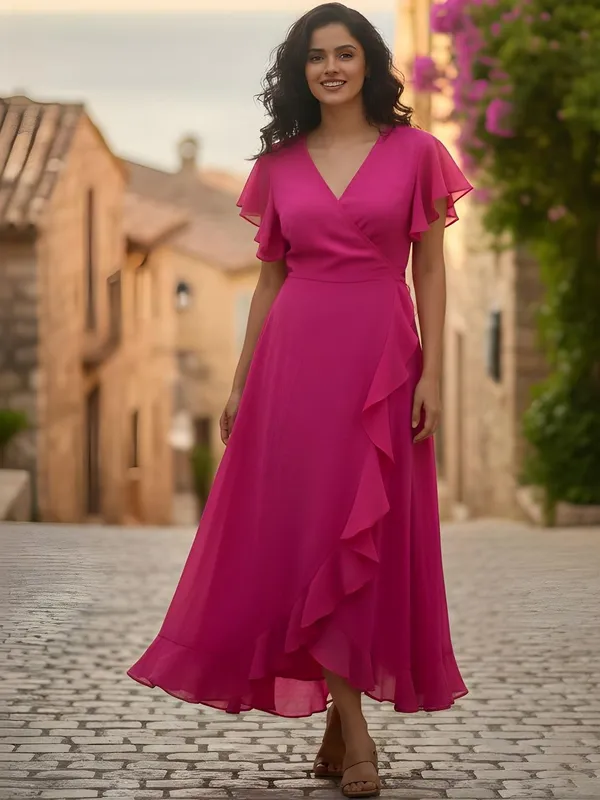 Pink_Chiffon_Solid_Dress