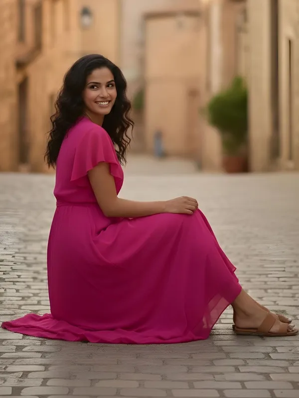 Pink_Chiffon_Solid_Dress