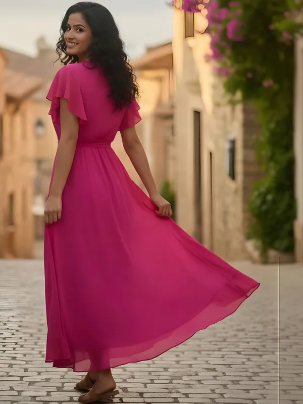 Pink_Chiffon_Solid_Dress