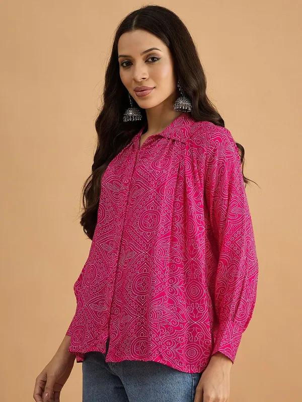 Pink_Cotton_Blend_Bandhni_Printed_Shirt