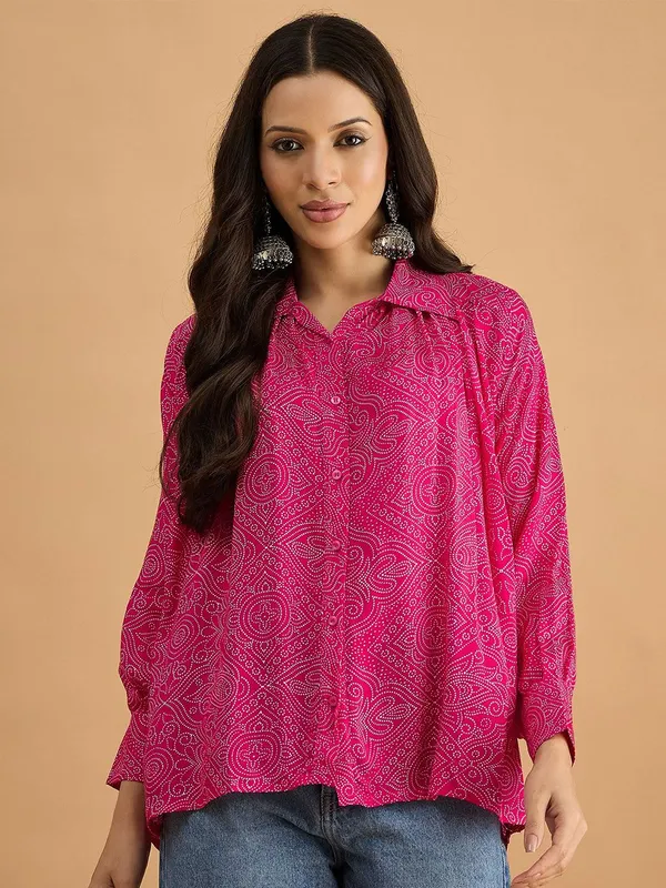 Pink_Cotton_Blend_Bandhni_Printed_Shirt
