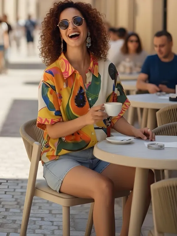Orange_&_Green_Cotton_Blend_Abstract_Tropical_Fruits_Printed_Shirt