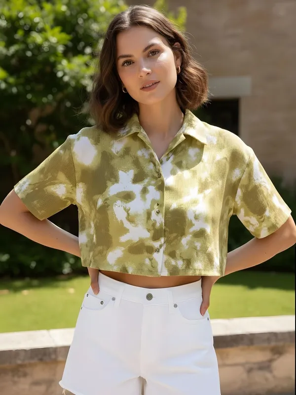 Olive_Green_Polycotton_Tie_Dye_Printed_Shirts