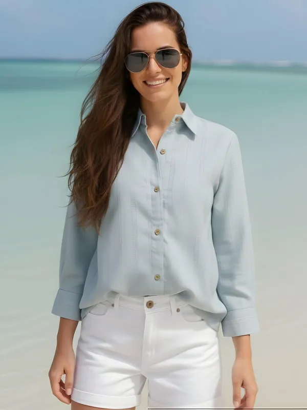 Light_Green_Polyester_Vertical_Stripes_Printed_Shirts