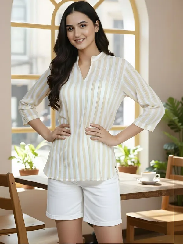 Light_Yellow_Polyester_Vertical_Stripes_Tops