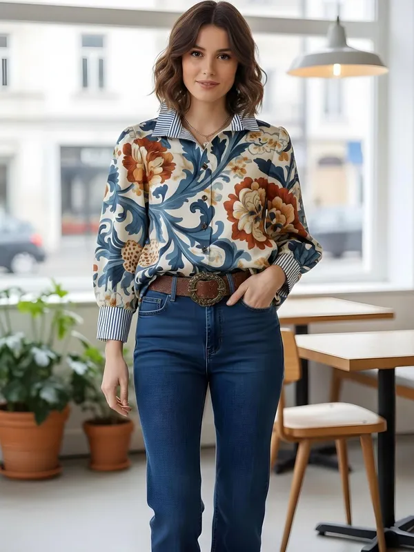 Blue_&_Cream_Cotton_Floral_Printed_Shirts