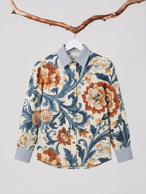 Blue_&_Cream_Cotton_Floral_Printed_Shirts
