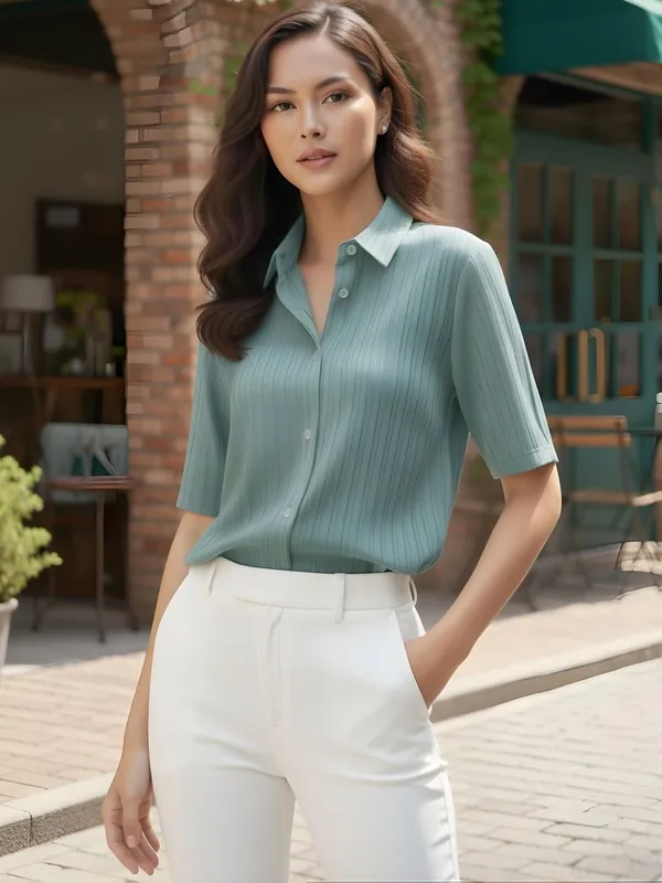 Sea_Green_Polyester_Solid_Shirt