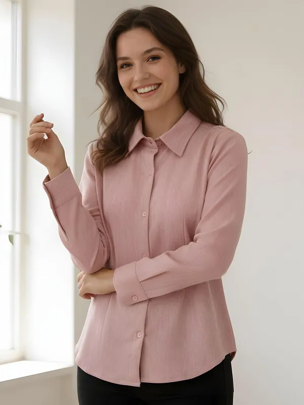 Pink_Cotton_Blend_Self_Design__Shirts