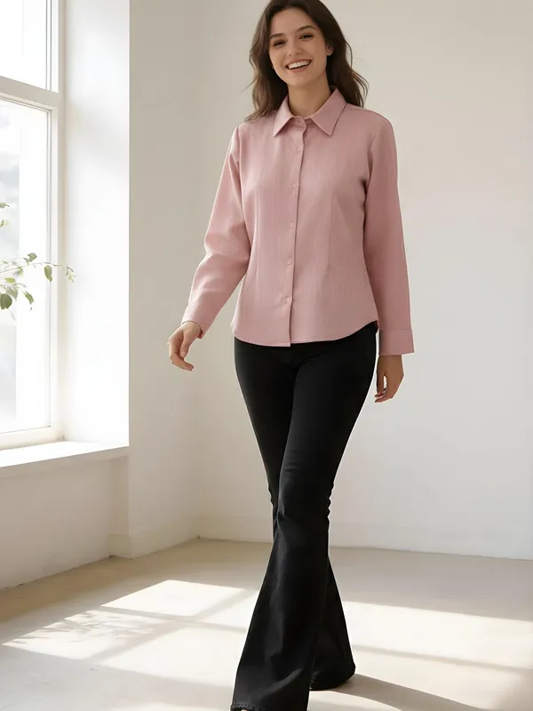 Pink_Cotton_Blend_Self_Design__Shirts