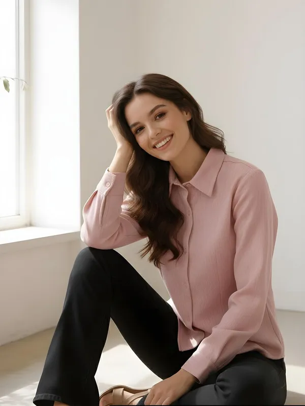 Pink_Cotton_Blend_Self_Design__Shirts