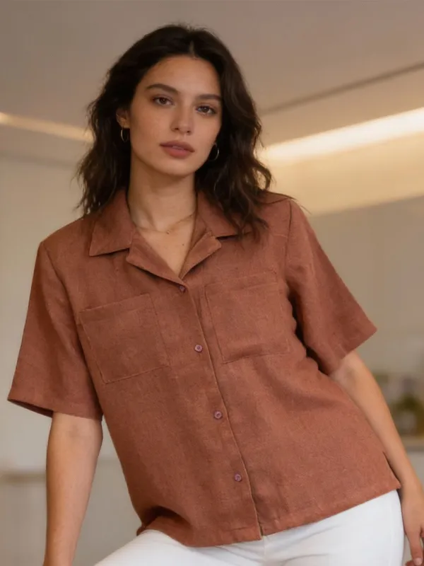 Light_Orange__Cotton_Jute_Self_Design_Shirts