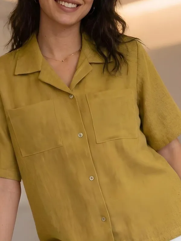 Yellow__Cotton_Jute_Self_Design_Shirts