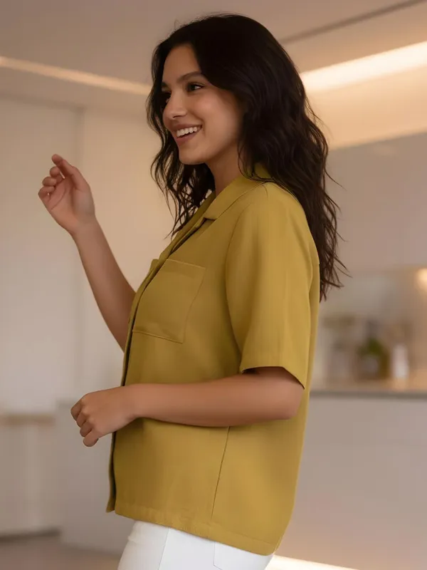 Yellow__Cotton_Jute_Self_Design_Shirts