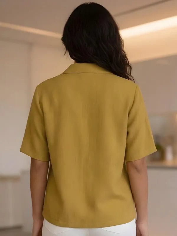 Yellow__Cotton_Jute_Self_Design_Shirts