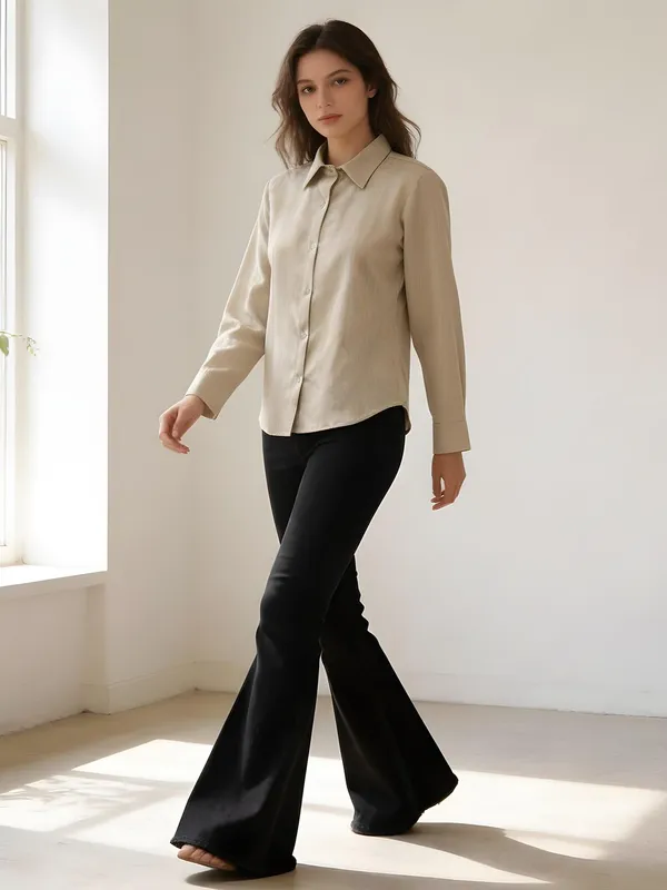 Beige_Cotton_Blend_Self_Design__Shirts
