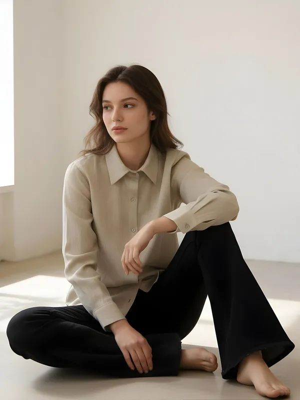 Beige_Cotton_Blend_Self_Design__Shirts